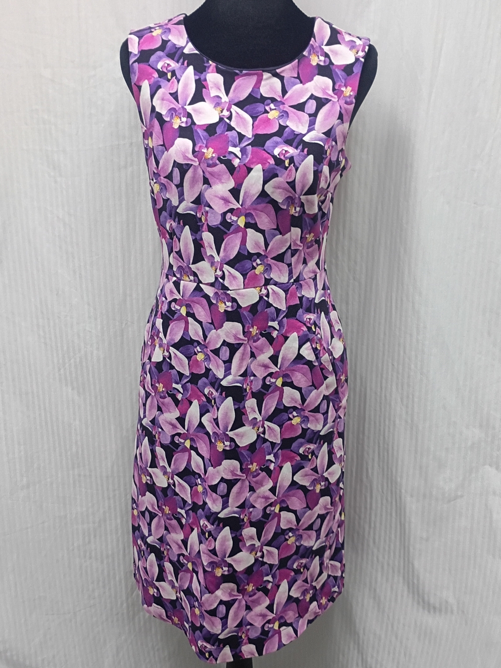 Lands' End Purple Floral Sleeveless Sheath Midi Dress 6